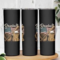 Funny Baseball Cat Lover Skinny Tumbler Patriotic USA Sports Lover