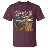 Funny Baseball Cat Lover T Shirt Patriotic USA Sports Lover - Wonder Print Shop