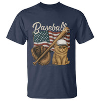 Funny Baseball Cat Lover T Shirt Patriotic USA Sports Lover - Wonder Print Shop