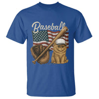 Funny Baseball Cat Lover T Shirt Patriotic USA Sports Lover - Wonder Print Shop