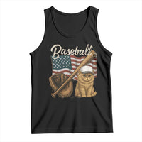 Funny Baseball Cat Lover Tank Top Patriotic USA Sports Lover - Wonder Print Shop