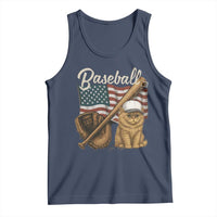 Funny Baseball Cat Lover Tank Top Patriotic USA Sports Lover - Wonder Print Shop