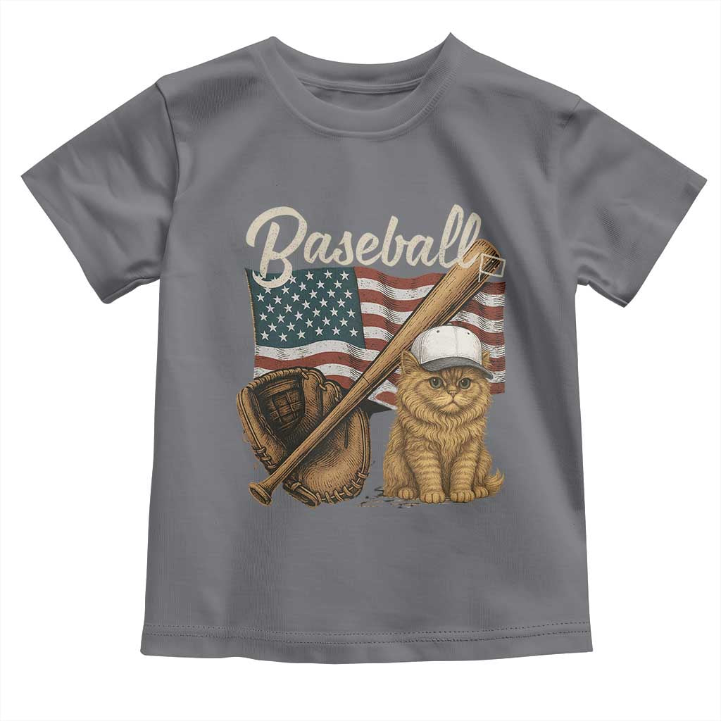 Funny Baseball Cat Lover Toddler T Shirt Patriotic USA Sports Lover - Wonder Print Shop