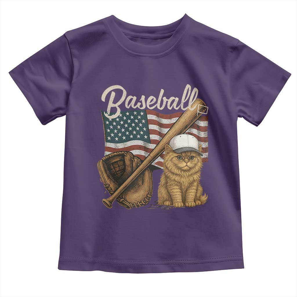 Funny Baseball Cat Lover Toddler T Shirt Patriotic USA Sports Lover - Wonder Print Shop