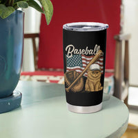 Funny Baseball Cat Lover Tumbler Cup Patriotic USA Sports Lover