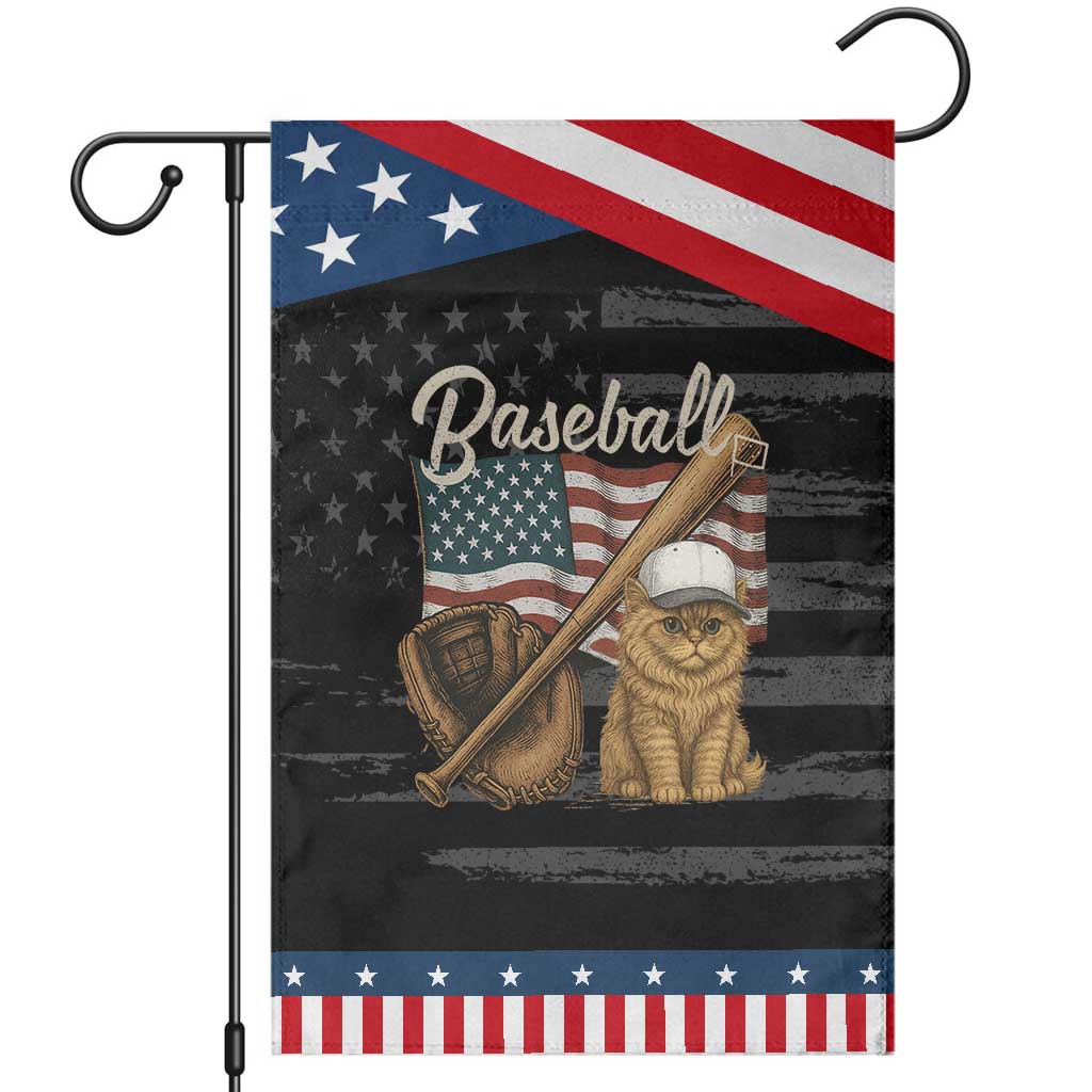 Funny Baseball Cat Lover Garden Flag Patriotic USA Sports Lover
