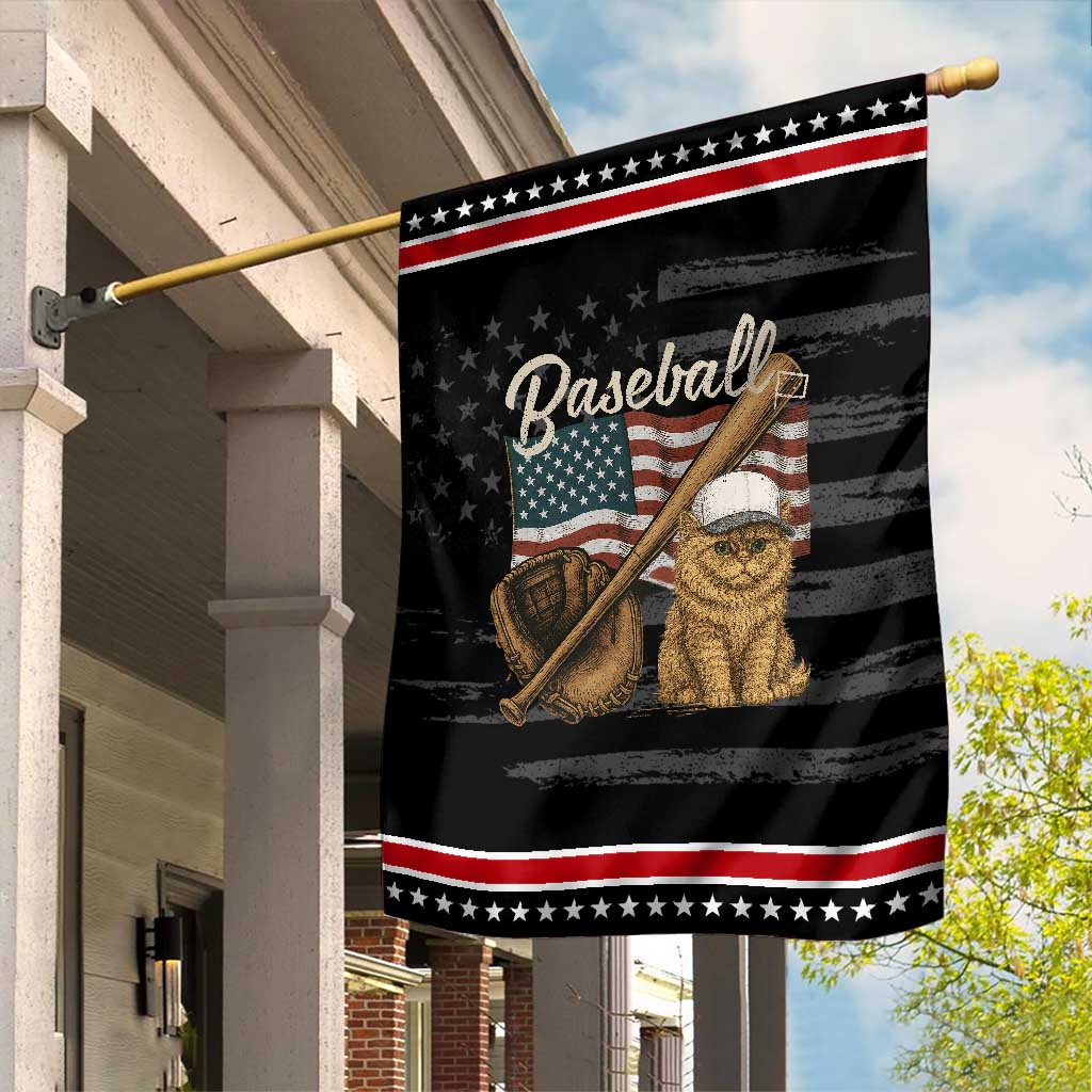 Funny Baseball Cat Lover Garden Flag Patriotic USA Sports Lover