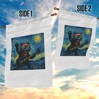 Funny Rock And Roll Garden Flag Cat Playing Guitar Starry Night Music Lover - Wonder Print Shop