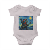 Funny Rock And Roll Baby Onesie Cat Playing Guitar Starry Night Music Lover - Wonder Print Shop