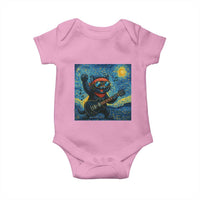 Funny Rock And Roll Baby Onesie Cat Playing Guitar Starry Night Music Lover - Wonder Print Shop