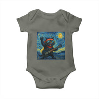 Funny Rock And Roll Baby Onesie Cat Playing Guitar Starry Night Music Lover - Wonder Print Shop