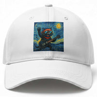 Funny Rock And Roll Baseball Cap Cat Playing Guitar Starry Night Music Lover