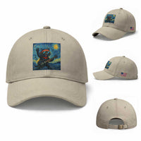 Funny Rock And Roll Baseball Cap Cat Playing Guitar Starry Night Music Lover