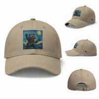 Funny Rock And Roll Baseball Cap Cat Playing Guitar Starry Night Music Lover