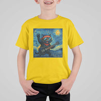 Funny Rock And Roll T Shirt For Kid Cat Playing Guitar Starry Night Music Lover - Wonder Print Shop