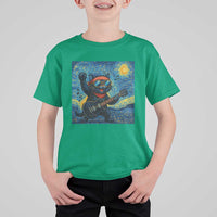 Funny Rock And Roll T Shirt For Kid Cat Playing Guitar Starry Night Music Lover - Wonder Print Shop