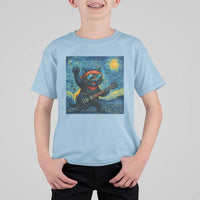 Funny Rock And Roll T Shirt For Kid Cat Playing Guitar Starry Night Music Lover - Wonder Print Shop