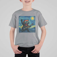 Funny Rock And Roll T Shirt For Kid Cat Playing Guitar Starry Night Music Lover - Wonder Print Shop