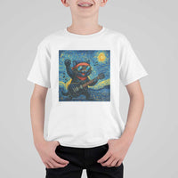 Funny Rock And Roll T Shirt For Kid Cat Playing Guitar Starry Night Music Lover - Wonder Print Shop