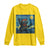 Funny Rock And Roll Long Sleeve Shirt Cat Playing Guitar Starry Night Music Lover - Wonder Print Shop