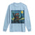 Funny Rock And Roll Long Sleeve Shirt Cat Playing Guitar Starry Night Music Lover - Wonder Print Shop