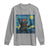 Funny Rock And Roll Long Sleeve Shirt Cat Playing Guitar Starry Night Music Lover - Wonder Print Shop