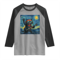 Funny Rock And Roll Raglan Shirt Cat Playing Guitar Starry Night Music Lover - Wonder Print Shop