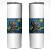 Funny Rock And Roll Skinny Tumbler Cat Playing Guitar Starry Night Music Lover