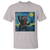Funny Rock And Roll T Shirt Cat Playing Guitar Starry Night Music Lover - Wonder Print Shop