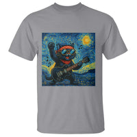 Funny Rock And Roll T Shirt Cat Playing Guitar Starry Night Music Lover - Wonder Print Shop