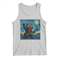 Funny Rock And Roll Tank Top Cat Playing Guitar Starry Night Music Lover - Wonder Print Shop