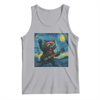 Funny Rock And Roll Tank Top Cat Playing Guitar Starry Night Music Lover - Wonder Print Shop