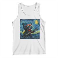 Funny Rock And Roll Tank Top Cat Playing Guitar Starry Night Music Lover - Wonder Print Shop