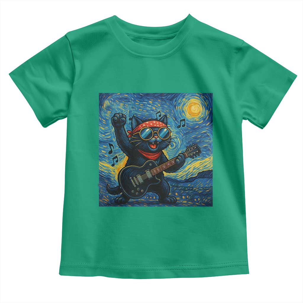 Funny Rock And Roll Toddler T Shirt Cat Playing Guitar Starry Night Music Lover - Wonder Print Shop