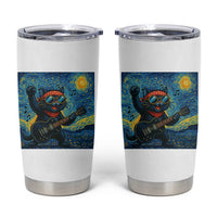 Funny Rock And Roll Tumbler Cup Cat Playing Guitar Starry Night Music Lover