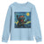Funny Rock And Roll Youth Sweatshirt Cat Playing Guitar Starry Night Music Lover - Wonder Print Shop