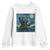Funny Rock And Roll Youth Sweatshirt Cat Playing Guitar Starry Night Music Lover - Wonder Print Shop