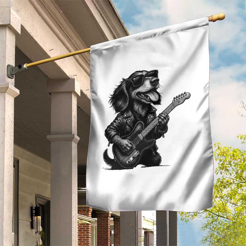 Rock And Roll Dachshund Garden Flag Dog Playing Guitar Music Lover - Wonder Print Shop