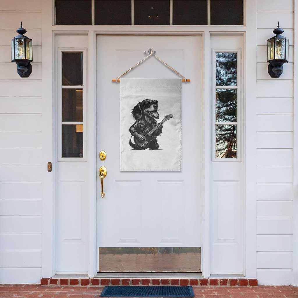 Rock And Roll Dachshund Garden Flag Dog Playing Guitar Music Lover - Wonder Print Shop