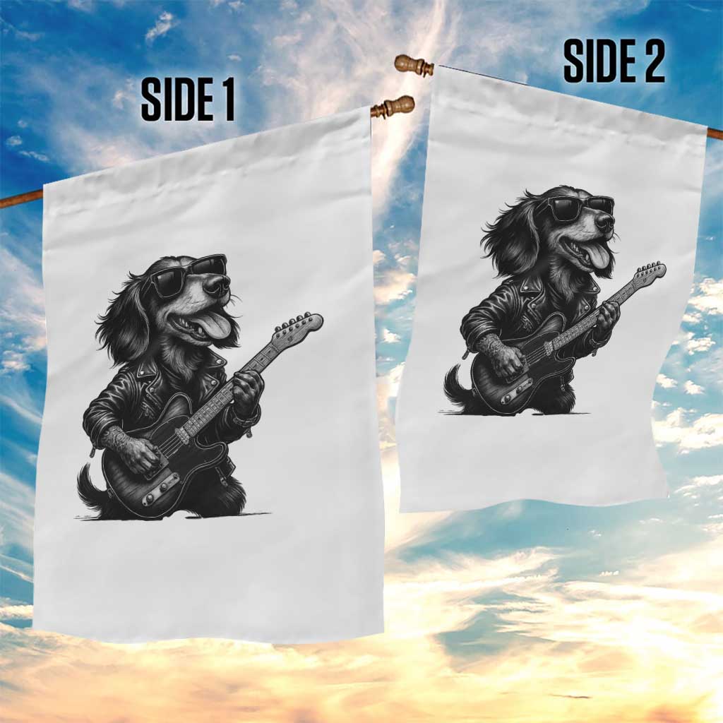 Rock And Roll Dachshund Garden Flag Dog Playing Guitar Music Lover - Wonder Print Shop