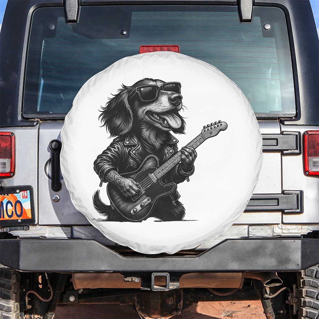 Rock And Roll Dachshund Spare Tire Cover Dog Playing Guitar Music Lover - Wonder Print Shop