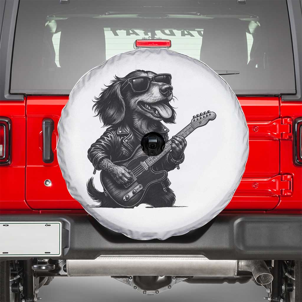 Rock And Roll Dachshund Spare Tire Cover Dog Playing Guitar Music Lover - Wonder Print Shop
