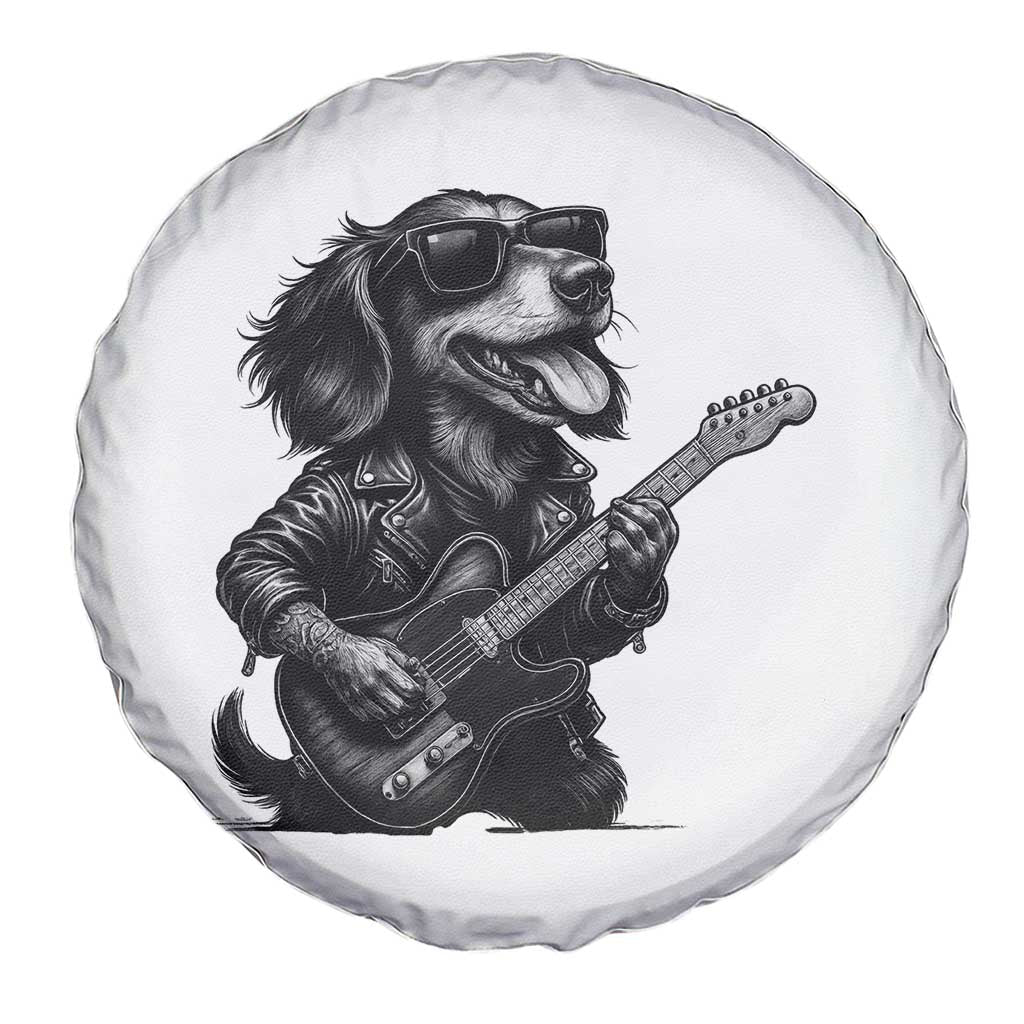 Rock And Roll Dachshund Spare Tire Cover Dog Playing Guitar Music Lover - Wonder Print Shop