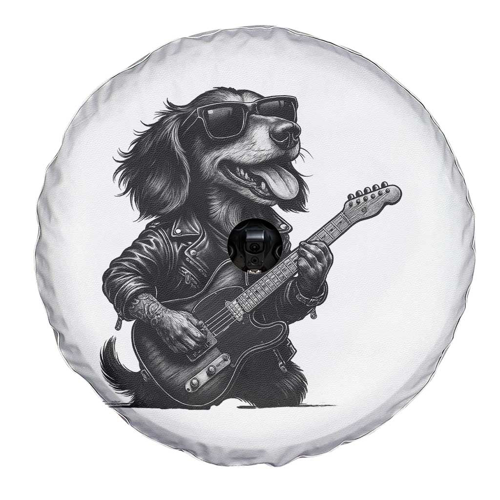 Rock And Roll Dachshund Spare Tire Cover Dog Playing Guitar Music Lover - Wonder Print Shop