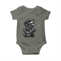 Rock And Roll Dachshund Baby Onesie Dog Playing Guitar Music Lover - Wonder Print Shop