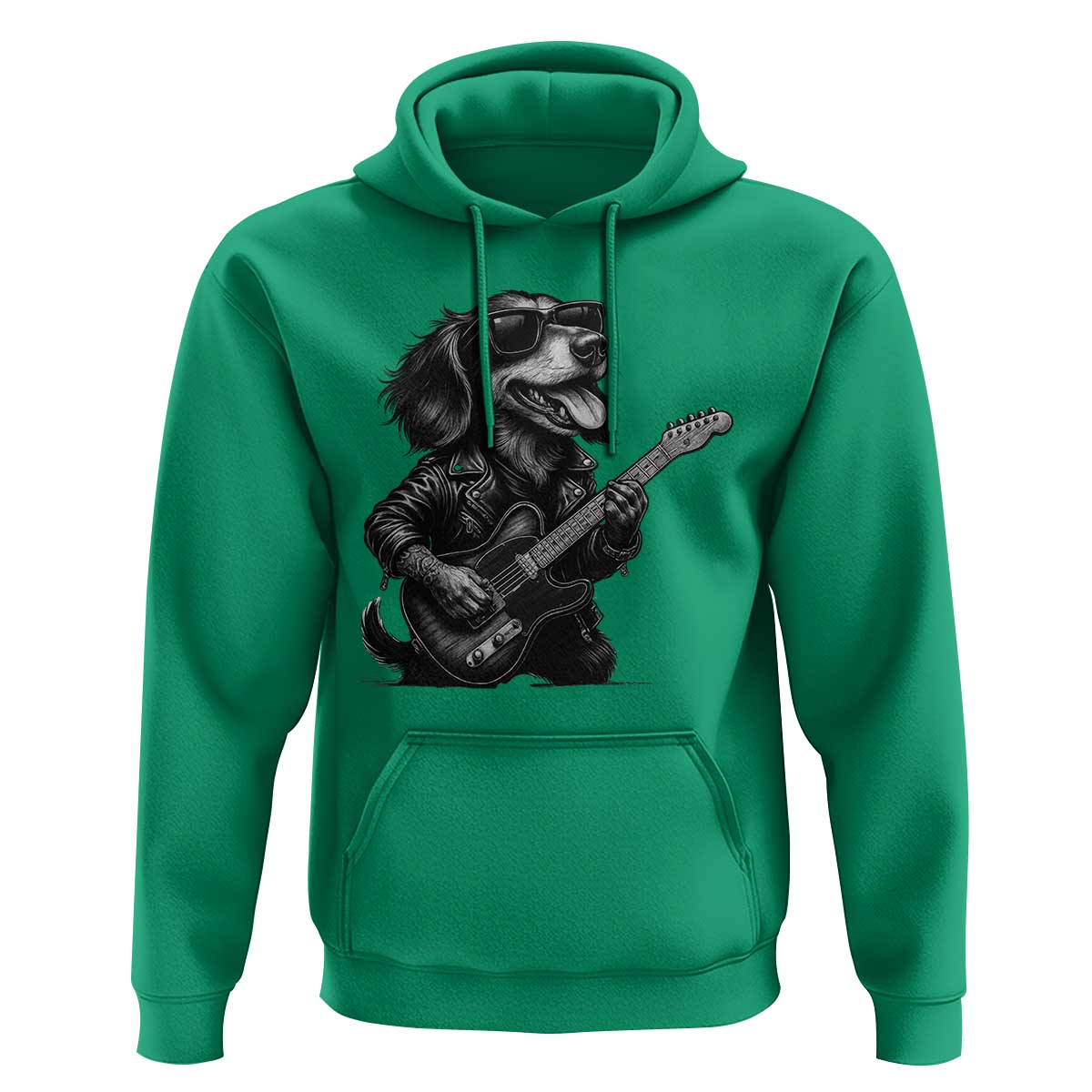 Rock And Roll Dachshund Hoodie Dog Playing Guitar Music Lover - Wonder Print Shop