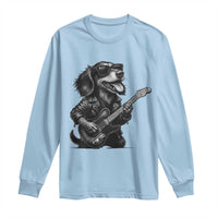Rock And Roll Dachshund Long Sleeve Shirt Dog Playing Guitar Music Lover - Wonder Print Shop