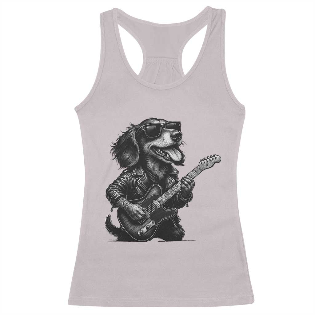 Rock And Roll Dachshund Racerback Tank Top Dog Playing Guitar Music Lover - Wonder Print Shop