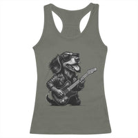 Rock And Roll Dachshund Racerback Tank Top Dog Playing Guitar Music Lover - Wonder Print Shop