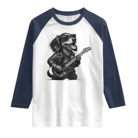 Rock And Roll Dachshund Raglan Shirt Dog Playing Guitar Music Lover - Wonder Print Shop